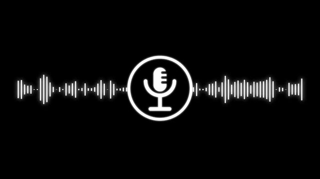 the voice recording and podcast mic red color microphone button icon animation, audio microphone icon animation. Audio microphone wife looping.Voice recording podcast mic microphone button icon .4k