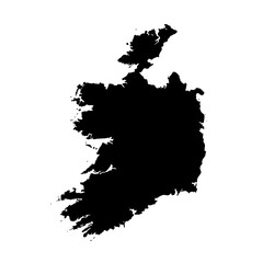 Obraz premium Black silhouette map of Ireland A graphic representation on a white backdrop