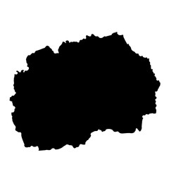 Black Silhouette Map of North Macedonia A Vector Graphic Depicting Geographical Outline