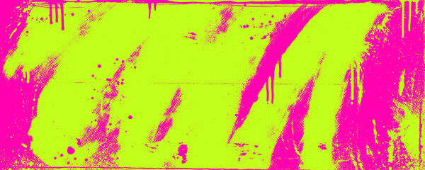 Neon punk street art background with spray paint, pink drips and halftone brush strokes. Grunge neon pink and acid green texture.