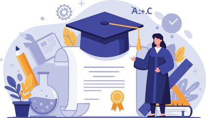 Flat Vector Teacher with Graduation Cap for World Teachers’ Day