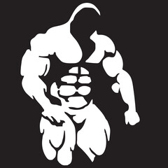Muscle Man Silhouette – Fitness and Strength Training Art