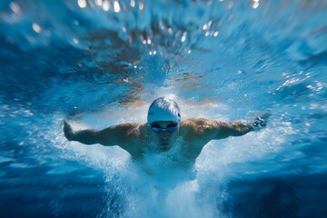 Butterfly Stroke: Swimmer in Underwater View