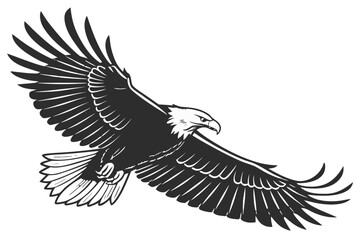 Obraz premium Eagle Silhouette – Realistic Vector Illustration, Flying Side View, Isolated on Transparent Background