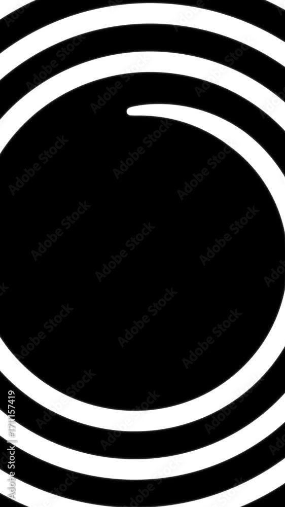 Poster abstract black and white hypnotic spiral animation. seamless looping background of a spinning vortex