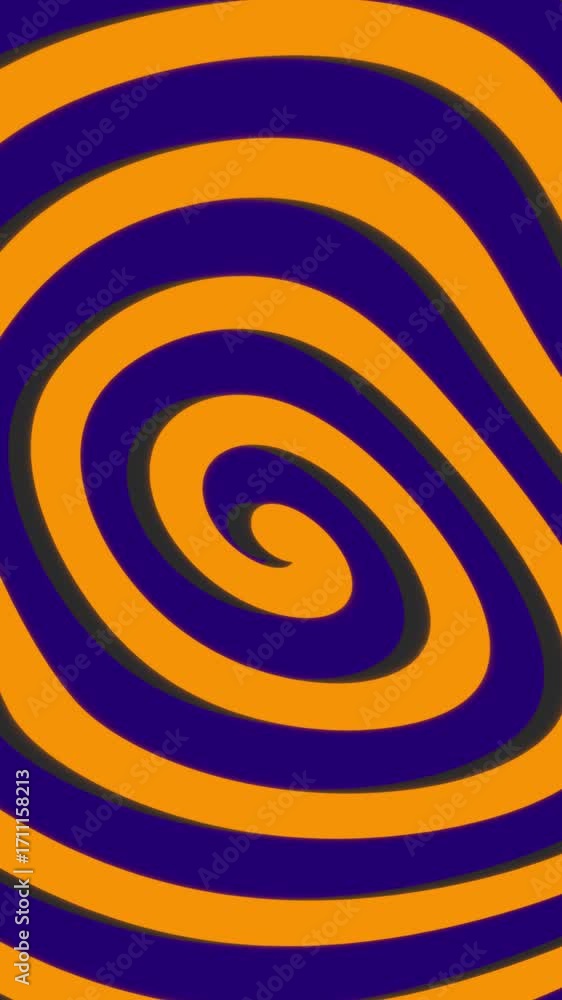 Poster abstract hypnotic spiral background with distorted orange and purple lines creating a psychedelic vi