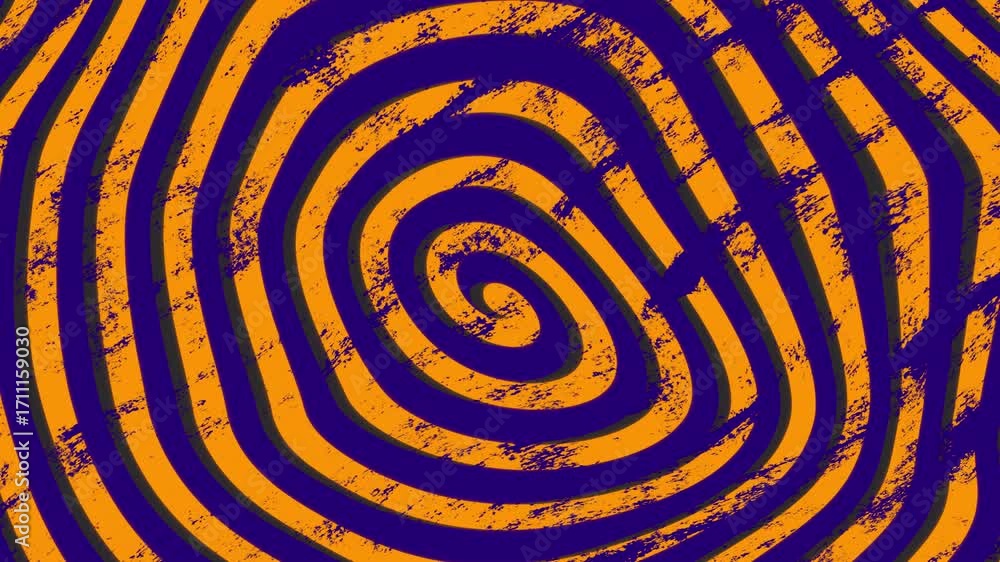 Poster abstract orange and purple grunge spiral animation element. distressed concentric circles with a tex