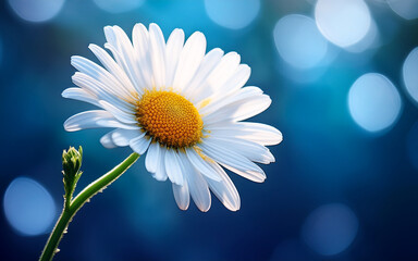 daisy flower on blue background