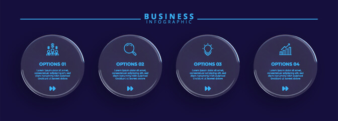infographic labels with icons and 4 options or steps. Suitable for process diagrams, presentations, workflow layouts, banners, flow charts, and infographics.