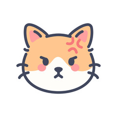 Angry orange cat emoji icon. Cute cartoon kitten face with furious expression.