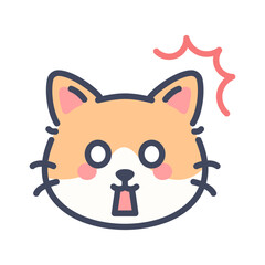 Shocked orange cat emoji icon. Cute cartoon kitten face with scared and surprised expression.