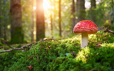 red mushroom in the forest