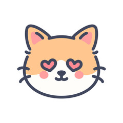 Love-eyed orange cat emoji icon. Cute cartoon kitten face with heart-shaped eyes expression.