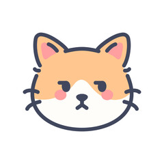 Annoyed orange cat emoji icon. Cute cartoon kitten face with displeased expression.