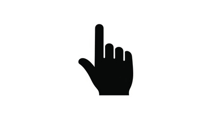 Obraz premium Black silhouette of a pointing finger icon on a white background, symbolizing selection or action.