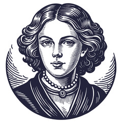 Vintage Engraved Portrait of a Woman, A French physicist and chemist famous for her work on radioactivity. She was the first person honored with two Nobel prizes