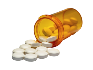 Medication spilling from prescription bottle signals treatment, relief, and the importance of healthcare adherence and patient wellness