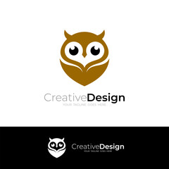 owl logo with two wide eyes, wild animal icon