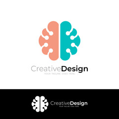 brain logo with different sides, smart and intelligent