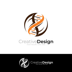 DNA health logo in a circle, clinic icon and simple design
