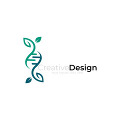 DNA logo and tree design nature, plant health logo