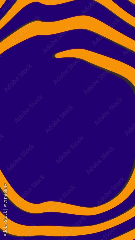 Poster abstract visual of vibrant orange liquid wavy lines creating a hypnotic concentric pattern. psychede