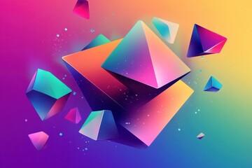Abstract Colorful Geometric Shapes Floating In Space