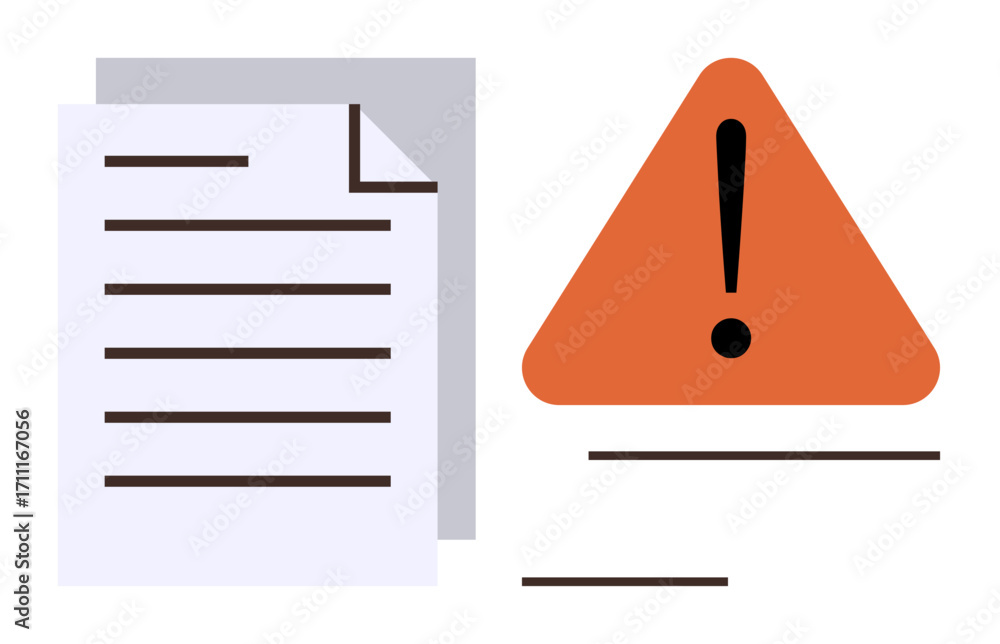 Aufkleber document beside an orange triangular caution symbol featuring an exclamation mark, representing warn
