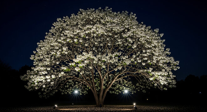 White Ip&ecirc; at Night with Lights