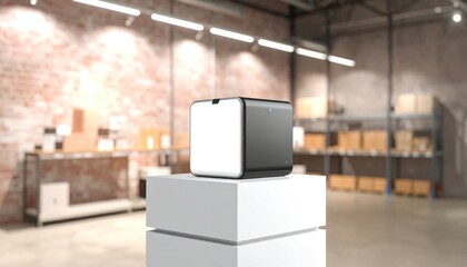 Modern Product Display in Warehouse Setting