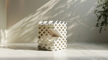 A simplistic yet stunning umbrella stand made of intersecting rectangular shapes.