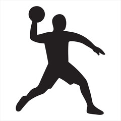 Silhouette of a male athlete in mid throw preparing to launch a ball during a sports game