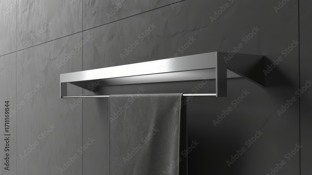 Poster a sleek towel rack with triangular outs in a square frame.