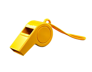  Yellow whistle for coach on transparent background 