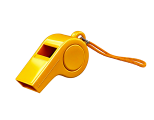  Yellow whistle for coach on transparent background 