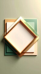 Fototapeta premium Abstract Geometric Composition of Pastel Squares with Golden Frame Accent