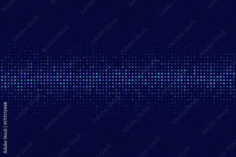 Fototapete abstract digital background with glowing blue and purple dots creating a dynamic sound wave or data 