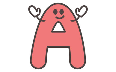 アルファベットのAのイラストでかわいいキャラクターの学習素材 Alphabet Letter A Cute Character Illustration