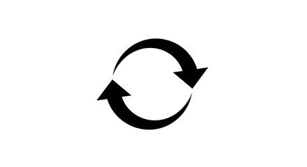 Black Circular Arrow Loop Icon Representing Refresh, Reload, Sync, or Repeat Action – Minimalist Symbol for Digital Interfaces, Web Design, and UI/UX Applications