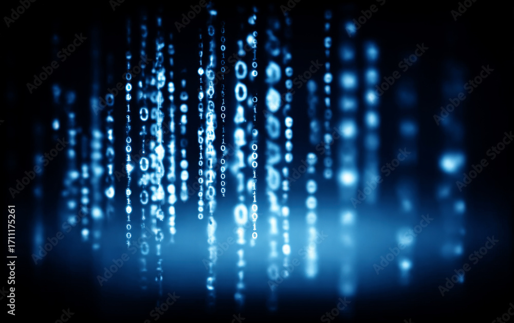 Poster abstract digital binary code pattern representing data flow