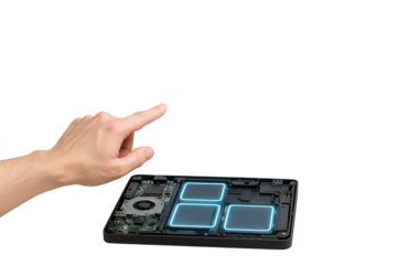 Pointing at Open Laptop Processor