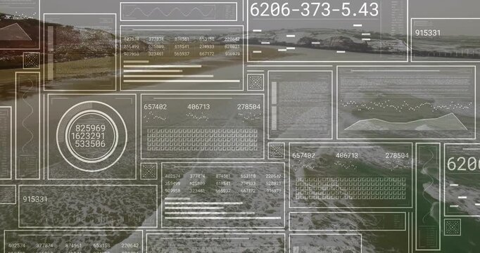 Starting HUD overlay with data panels appearing and codes cycling while gauge rising for monitoring