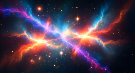Obraz premium Colorful cosmic space nebula background with bright stars and galaxy