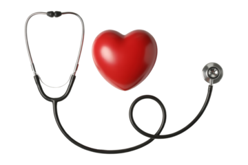 Stethoscope and heart for medical healthcare needs and cardiology solutions, a symbol of care and patient wellness
