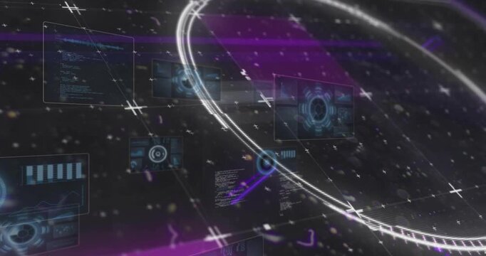 After rings fading in, rings spinning, bars sweeping and panels forming to show interface startup