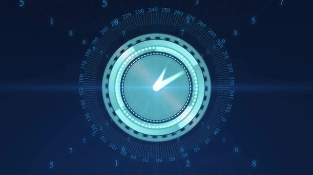 clock UI reacting to lens flare sweeping clock hand pulsing rings rotating scales for tech demo