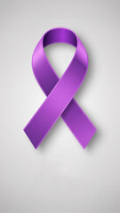 Purple ribbon awareness isolated on white background, symbol of pancreatic cancer, lupus, alzheimers disease, domestic violence and others