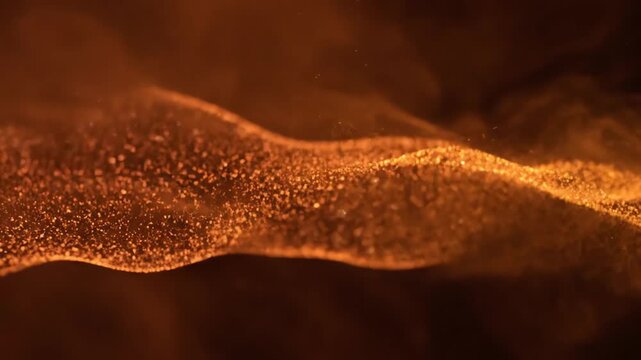 Organic bronze glowing dust slowly morphs and undulates, creating a luxurious, seamlessly looping abstract textured background morphing, slowly morphs, abstract