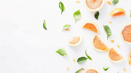 Cut Grapefruit on a White Background – a fresh and vibrant visual. The sliced grapefruit against the white background creates a crisp, clean, and invigorating scene.