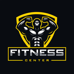Strong muscular man logo